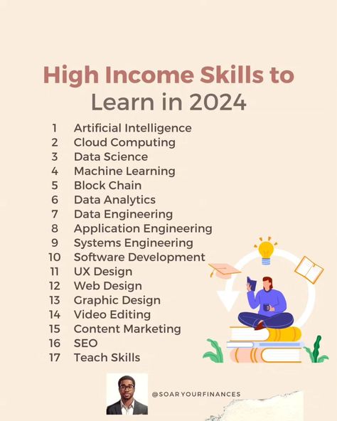 High Income Skills to. Learn to. Set you up for 2024 💰 #sidehustles #financialfreedomlife #financialpeace #southafricaninvestors #southafricans #personalfinance #equitymarket #southafricans #sidehustles #highincomeskills High Income Skills 2024, High Income Skills To Learn, High Income Skills, Job Inspiration, Freedom Life, High Income, Hobbies To Try, Equity Market, Systems Engineering