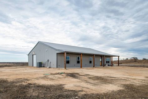 Barndominium Ideas With Horse Stalls, Barndominium With Horse Stalls, Stained Cement Floors, Gray Houses, Decatur Texas, Texas Barndominium, Exterior Gray Paint, Mason Jar Light Fixture, Barndominium Interior