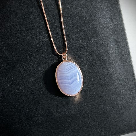 Natural Blue Lace Agate in Oval Shape Rose Gold Pendant | Blue Lace Agate Necklace Blue Lace Agate Pendant Gift for Her (without chain) Blue Lace Agate Necklace, Rose Gold Pendant, Agate Necklace, Blue Lace Agate, Necklace Blue, Agate Pendant, Lace Agate, Blue Lace, Oval Shape