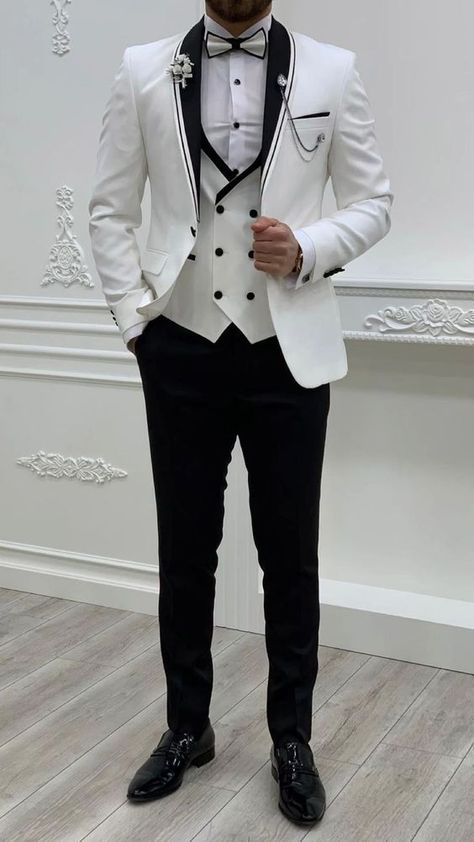 Best Wedding Suits For Men, Shawl Lapel Tuxedo, Austin White, Best Wedding Suits, White Wedding Suit, Classy Suits, Pants Gift, Slim Fit Tuxedo, White Tuxedo