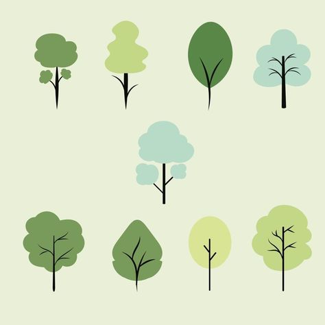 Set of Tree plant illustration flat design Oak Tree Illustration, Tree Graphic Design, Poster Text, Tree Icon, Illustration Flat, Tree Graphic, Leaves Vector, Tree Illustration, Simple Graphic