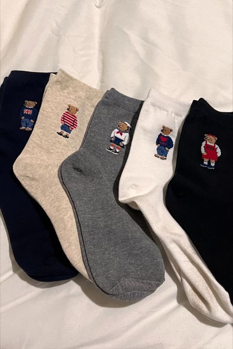 Teddy Bear Socks, Ralph Lauren Socks, Amazon Sweater, Ralph Lauren Aesthetic, Fall Fashion Outfit Ideas, Bear Socks, Teddy Bear Sweater, Aesthetic Shopping, Shoes Amazon