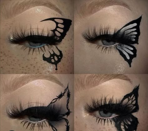 Eyeliner Ideas, Butterfly Makeup, Punk Makeup, Cute Eye Makeup, Face Art Makeup, Graphic Makeup, Rave Makeup, Swag Makeup, Smink Inspiration