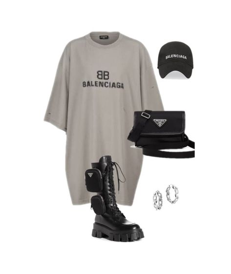 Balenciaga X Pander Outfit, Balenciaga Outfits Women, Prada Outfits Women Korean, Balenciaga Aesthetic Outfit, Balenciaga Outfit Ideas, Balenciaga Windbreaker, Prada Boots Outfit, Balenciaga Outfit Women, Prada Outfits Women