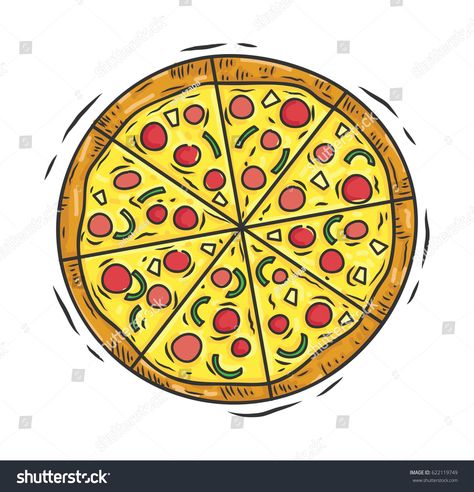 Hand drawn round pizza isolated on white background #Ad , #sponsored, #pizza#drawn#Hand#background Pizza Logos Ideas, How To Draw Pizza, Drawing Of Pizza, Pizza Drawing Easy, Cute Pizza Drawing, Pizza Slice Drawing, Pizza Background, Bar Wallpaper, Hand Background