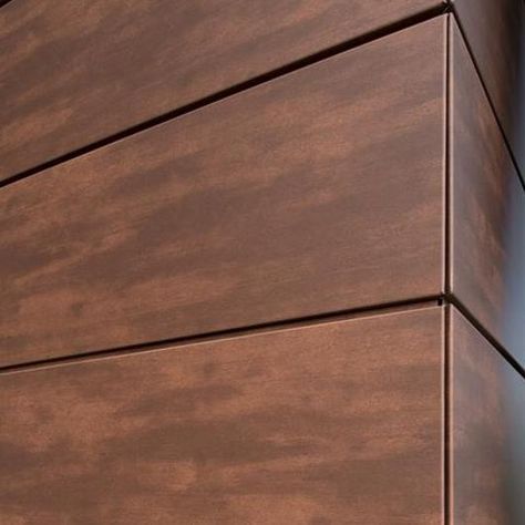 Inspire by Dri-design offers a select number of Dri-Design finishes for metal cladding panels� with the opportunity to create a finish that is completely unique. Wooden Wall Cladding, Wood Cladding Exterior, External Wall Cladding, Zinc Cladding, Exterior Wall Panels, Exterior House Siding, Exterior Wall Cladding, Metal Wall Panel, Cladding Design