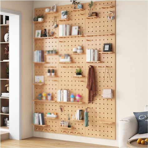 ALIGMA Wooden Pegboard Wall Mounted Display Storage Pegboard Panel Kit Wall Organizer For Home Office Garage (Color : Style 1, Size : 60x120cm/23.6x47.2in) Storage Pegboard, Desk Wall Organization, Wooden Pegboard, Pegboard Wall, Home Office Garage, Office Garage, Garage Office, Office Gym, Wall Organizer