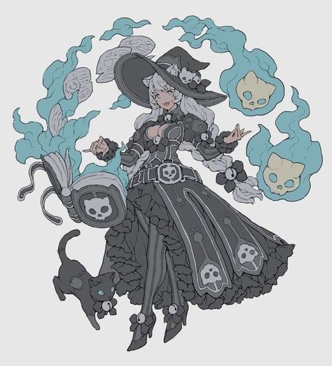 Witch Drawing, Witch Characters, Fantasy Wizard, Anime Witch, Dnd Character Ideas, Cat Puns, Dnd Ideas, Character Design Ideas, Witch Costume