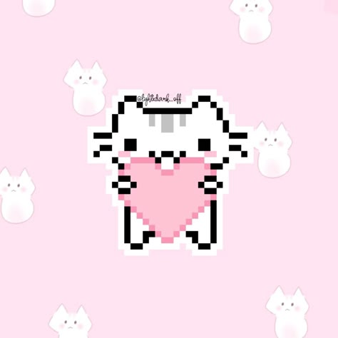 Pixel Cat Pfp, Cute Cat Pixel Art, Pixel Art Love, Pixel Art Cat, Pixel Pfp, Pink Pixel Art, Alakazam Pokemon, Cat Pixel Art, Pixel Cat