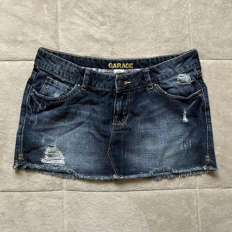 Y2K 2000s Dark Wash Denim Garage Mini Skirt The... - Depop Vest Denim, Virtual Wardrobe, Rock Chick, Skirt Y2k, Clothes Line, Dark Wash Denim, Denim Mini, Denim Mini Skirt, Y2k 2000s