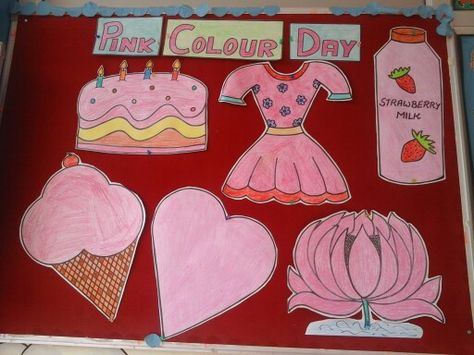 Pink Colour Day..!! Pink Colour Craft For Preschoolers, Pink Day Activity For Kids, Pink Colour Activity For Preschool, Pink Colour Day Celebration In Preschool, Pink Day Crafts For Kids, Pink Day Activities Preschool, Color Pink Activities For Preschool, Pink Day Celebration In Preschool, Kindergarten Charts