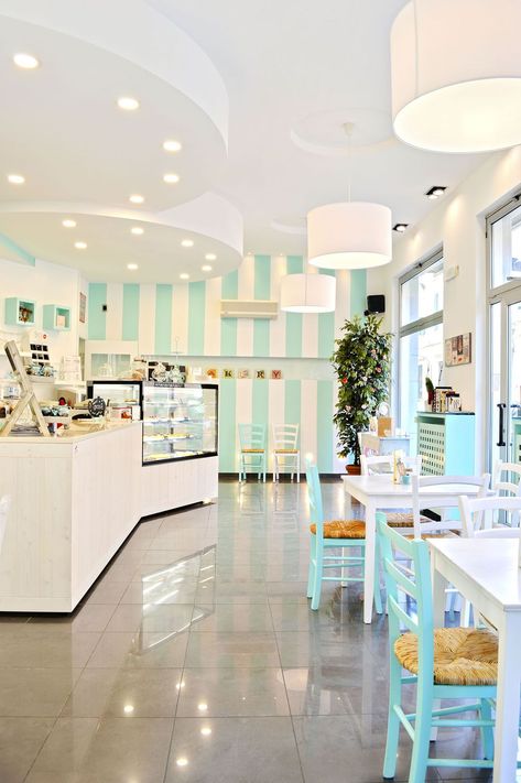 Inside Bakery Shop, Inside Bakery, Cute Bakery Aesthetic, Colorful Bakery, Pastel Bakery, Cake Shop Interior, Cake Shop Design, Bakery Shop Interior, Bakery Shop Design