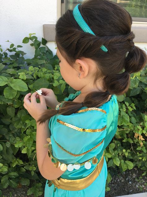 Jasmine Costume Kids, Princess Jasmine Hair, Princess Jasmine Makeup, Mermaid Costume Kids, Jasmine Makeup, Princess Jasmine Birthday, Jasmine Hair, Ariel Hair, Princess Jasmine Costume