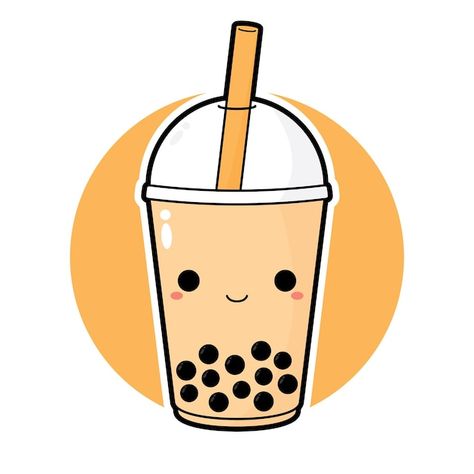 Vector cute kawaii taiwanese bubble milk... | Premium Vector #Freepik #vector #pearl-tea #bubble-tea #thai-tea #bubble-milk Boba Logo, Boba Party, Tea Cup Drawing, Tea Vector, Cartoon Bubbles, Tea Wallpaper, Tea Illustration, Bubble Tea Boba, Tea Logo