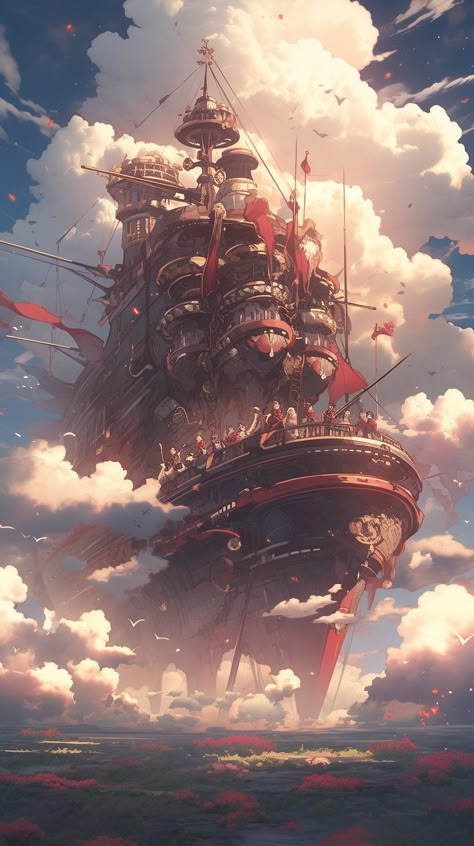 Majestic Steampunk Airship Steampunk Ship, Airship Art, Steampunk City, Steampunk Airship, Steampunk Artwork, Steampunk Aesthetic, Diesel Punk, Space Pirate, Princess Ariel