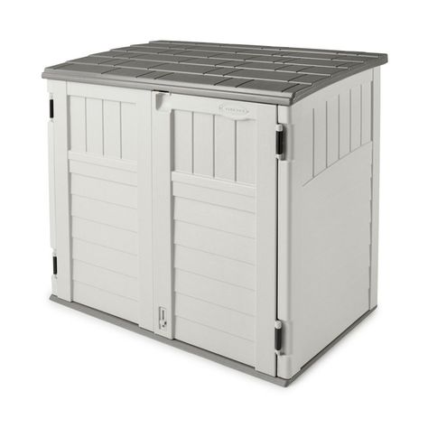 Suncast Outdoor Resin Horizontal Storage Shed & Reviews | Wayfair Terrace Storage, Trash Can Storage Outdoor, Garbage Can Storage, Trash Can Storage, Door Lock System, Storage Outdoor, Outdoor Storage Shed, Resin Storage, Outdoor Terrace