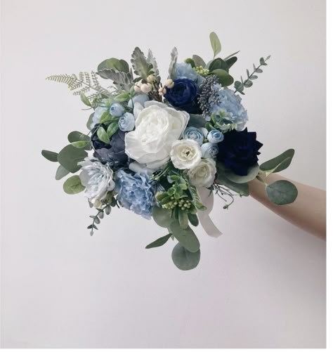 Green Prom Flowers, Navy Blue Bouquet, Prom Flowers Bouquet, Homecoming Flowers, Bridal Bouquet White, Small Wedding Bouquets, Prom Bouquet, Blue Flowers Bouquet, Simple Wedding Bouquets