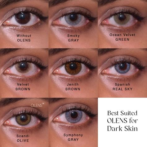 Lense For Brown Skin, Color Eye Contacts For Dark Skin, Eye Lens Colour For Brown Skin, Eyeshadow For Tan Skin, Contact Lenses Colored For Brown Skin, Lenses Eye For Indian Skin, Lens For Brown Skin, Lens Colour For Indian Skin, Indian Eyes Aesthetic