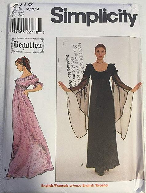 Amazon.com: Simplicity Sewing Pattern 8619 Misses' Begotten Empire-waist Dress or Gown Size N (10, 12, 14) Long Dress Sewing Patterns, Medieval Dress Pattern, Empire Waist Dress Pattern, Pleated Neck, Simplicity Patterns Dresses, Medieval Gown, Costume Sewing Patterns, Costume Patterns, Goth Dress