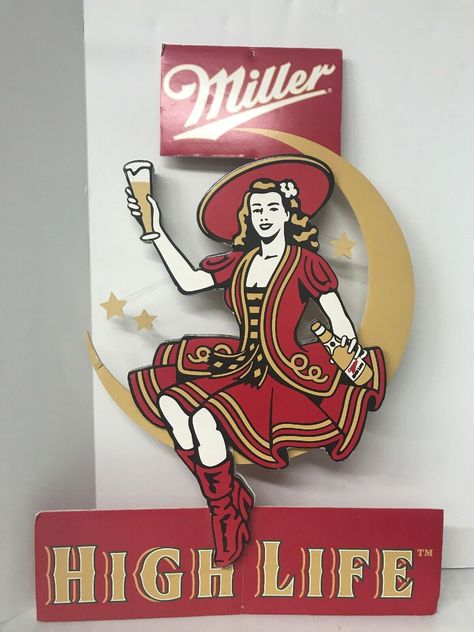 Vintage Miller Lite Poster, Budweiser Girls, Danielle Colby, Pinup Beer Vintage Posters, Vintage Beer Signs, Miller High Life, Hamms Beer Vintage Signs, Mid Century Bar, Diy Home Bar