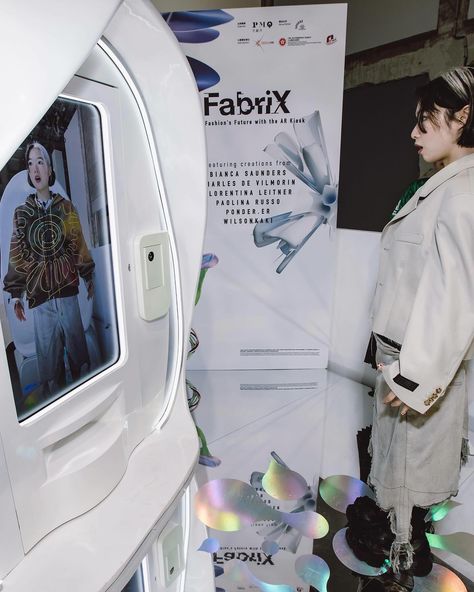 AR Try-on Kiosk for @fabrixworld at @ParisFashionWeek 💥 Visitors experienced digital fashion pieces by @biancasaunders, @charlesdevilmorin, @florentinaleitner_, @paolina_russo, @ponder.er, and @wilsonkaki_official through our AR Mirror. Guests could try on digital outfits, pre-order their physical versions, and capture creative selfies using the Photobooth mode. Explore more videos at #FabriX2024. Creative Selfies, Paolina Russo, Projector Exhibition Art Installations, Digital Outfits, Digital Fashion, Fashion Pieces, Kiosk, Try On, Pre Order