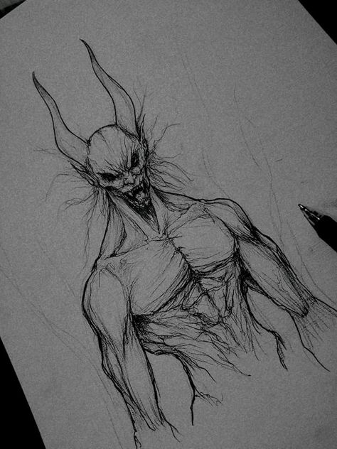 Demon Sketch Pencil, Dog Paw Drawing, Creepy Sketches, Monster Sketch, Ear Tattoo Ideas, Scary Drawings, Ear Tattoos, Creepy Drawings, Scene Drawing