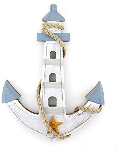 10"x7.6" Wooden Nautical Anchor Wall Hanging Ornament Plaque This is a new arrival for our nautical collections for this season.It's a combination of lighthouse and anchor,it measures 10"x7.6",not too big size and easy to handle. #ad #walldecor #nauticaldecor #beachhousedecor Sailboat Wall Decor, Clay Pot Lighthouse, Wood Lighthouse, Deco Marine, Nautical Bathroom, Wooden Whale, Nautical Crafts, Bathroom Decorating Ideas, Beach Theme Bathroom