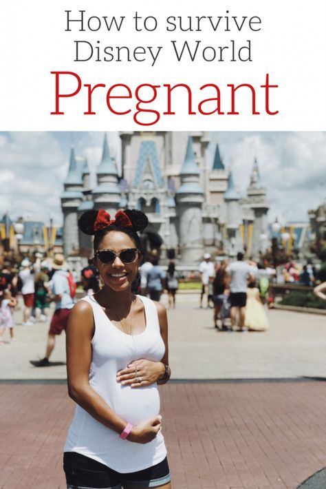 Tips for Surviving Disney World when Pregnant Maternity Outfit Disney, Theme Park Maternity Outfit, Maternity Theme Park Outfit, Disney World Outfits Pregnant, Maternity Amusement Park Outfit, Maternity Disney World Outfit, Disney While Pregnant, Mama Disney Outfit, Disney World Pregnant