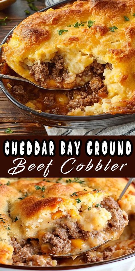 Get cozy with this savory Cheddar Bay Ground Beef Cobbler! ❤️ Featuring a buttery, cheesy biscuit topping and seasoned beef, it’s the perfect crowd-pleasing recipe for family dinners or gatherings. 🎉 #CheddarBayBiscuit #GroundBeefCobbler #DinnerGoals #FoodieFavorites Beef Cobbler, Tasty Vegetables, Frozen Mixed Vegetables, Comforting Meals, Cheesy Biscuit, Cheddar Bay Biscuits, Cheddar Cheese Soup, Chili Recipe Crockpot, Biscuit Mix