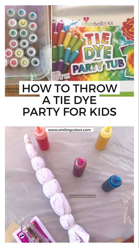 Plan and prep for a summer tie dye party with kids! Its easier than you think and a blast for both kids and parents! The Dye Party, Tie Dye Party Decor, Tie Dye How To, Tie Dye Party Ideas Birthdays, Tie Dye Birthday Party Ideas Decorations, Tie Dye Crafts For Kids, Tie Dye Station, Kids Tie Dye Party, Tie Dye Birthday Party Ideas