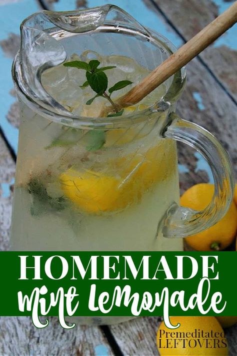 Mint Drink Recipe, Mint Lemonade Recipe, How To Make Lemonade, Glass Of Lemonade, Mint Drink, Homemade Lemonade Recipes, Mint Water, Mint Lemonade, Drink Recipes Nonalcoholic