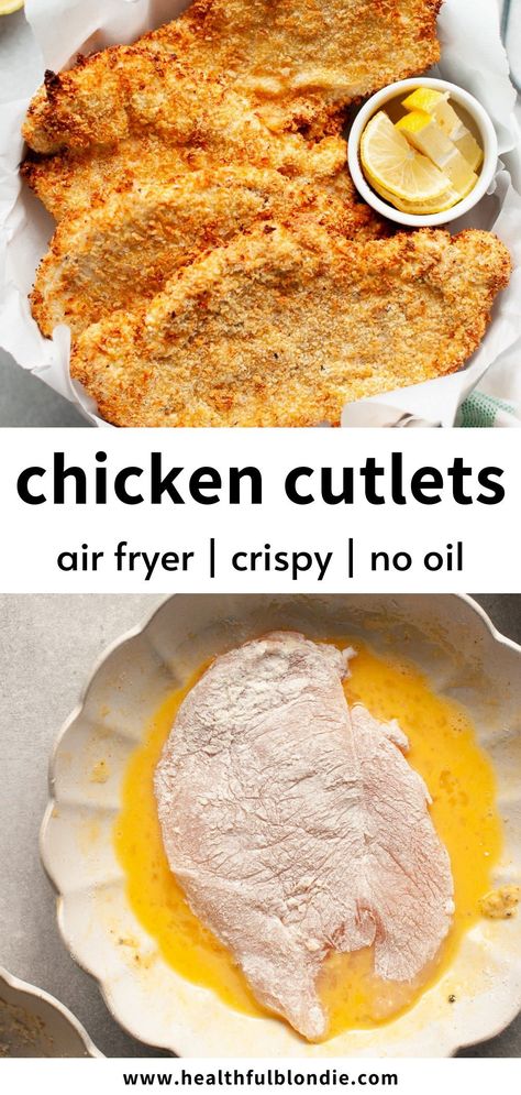 Breaded Air Fryer Chicken, Air Fryer Chicken Cutlets, Fried Chicken Cutlets, Chicken Cutlet Recipes, Breaded Chicken Cutlets, Air Fryer Chicken Recipes, Air Fryer Foods, Air Fryer Ideas, Air Fryer Meals