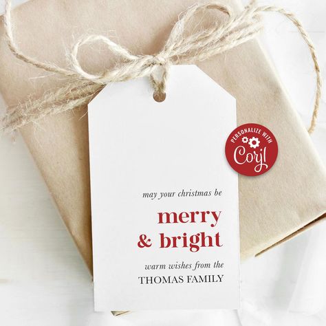 Printable Merry & Bright Tags Candle Christmas Gift Tag, Merry And Bright Gift Tag, Mini Gifts Christmas, Christmas Hang Tags Printable, To From Christmas Tags, Cricut Present Tags, Christmas Tag Cricut, Xmas Name Tags, Cricut Gift Tag Ideas