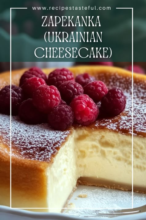 Zapekanka is a traditional Ukrainian cheesecake, rich in flavor and made with cottage cheese or farmer’s cheese. Perfect for breakfast or as a dessert, it’s creamy with a slightly tangy sweetness that delights the palate.