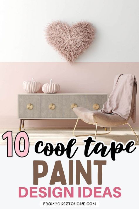 These DIY wall paint design ideas made with tape are an easy and inexpensive way to add an accent wall to your living room, bedroom or hallway home decor. The perfect way to update your interior design! | Painting Ideas For Walls Wall Paint Techniques Creative, Craft Room Accent Wall Ideas, Bedroom Wall Painting Ideas Creativity Design, Diy Wall Paint, Creative Accent Wall Ideas, Paint Design Ideas, Wall Painting Ideas Creative, Girls Bedroom Paint, Girls Room Paint