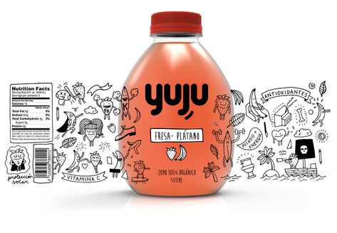 YUJU on Packaging of the World - Creative Package Design Gallery Label Minuman, Fruit Logo Design, Fruit Logo, 포트폴리오 레이아웃, Juice Branding, Drinks Packaging Design, Jar Packaging, Juice Packaging, Bottle Design Packaging