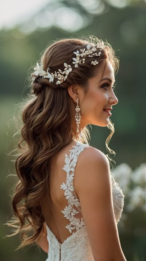 Looking for bridal hair and makeup inspiration Check out these stunning hairstyles for brunettes blondes and half up hairdos Whether you're going for a simple or intricate look we have ideas for Indian weddings veils and classic styles Be inspired for your 2024 wedding with brunette half up hairdos Contact us for our price list and more ideas Bridal Hair Off Face, Wedding Hair For Brunettes Brides, Brunette Bridal Hair With Veil, Bridal Hairstyles Half Up, Bridal Hair Half Up Half Down With Veil, Bridal Hair Half Up Brunette, Bride Hairstyles Brunette, Half Up Bun Wedding Hair, Bridal Hairstyles Brunette