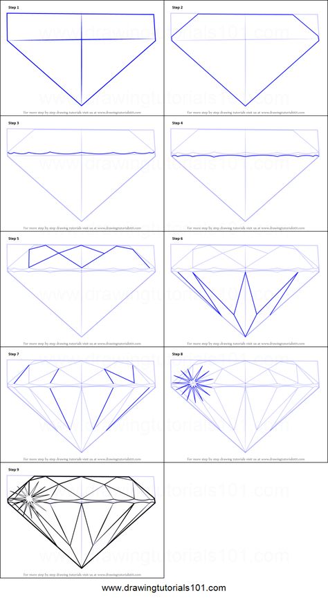 Draw A Diamond, Diamond Printable, Gem Drawing, Jewel Drawing, Crystal Drawing, Jewelry Rendering, Drawing Sheet, Diamond Drawing, Jewellery Design Sketches