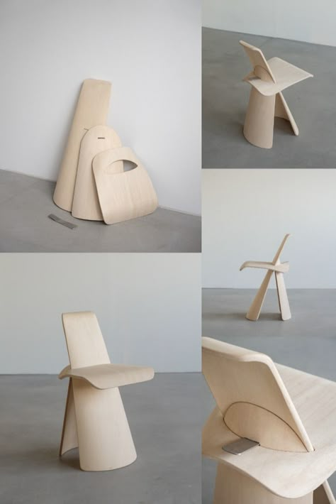 Minimalistic Chair Design, Minimalistic Chair, Sustainable Furniture Design, Soft Stool, Weird Furniture, Flexible Furniture, Wood Chair Design, Modular Chair, Minimalist Chair