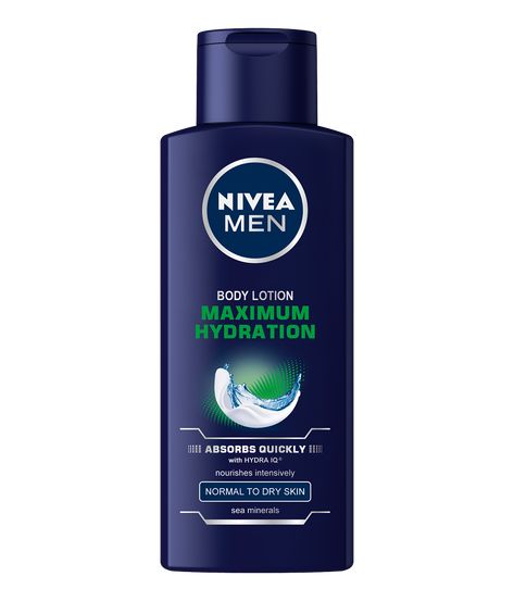 Intensive nourishment without a sticky feeling: NIVEA MEN Maximum Hydration Body Lotion. Mens Lotion, Nivea Lotion, Dry Skin Body Lotion, Men Products, Nivea Men, Skin Patches, Body Milk, Benzoic Acid, Skin Serum