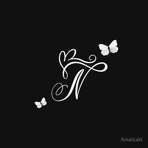 Letter N Drawing Design, The Letter N Aesthetic, The Letter N Design, N Z Letter Love, N Art Letter, Initial N Aesthetic, Alphabet Wallpaper Design, Huruf N Aesthetic, N Initial Wallpaper