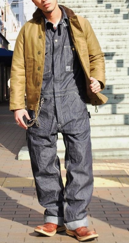 Vintage Men Style, Older Mens Fashion, Workwear Vintage, Mens Fashion Rugged, Vintage Workwear, Jumpsuit Men, Men Looks, Men's Wear, Denim Outfit