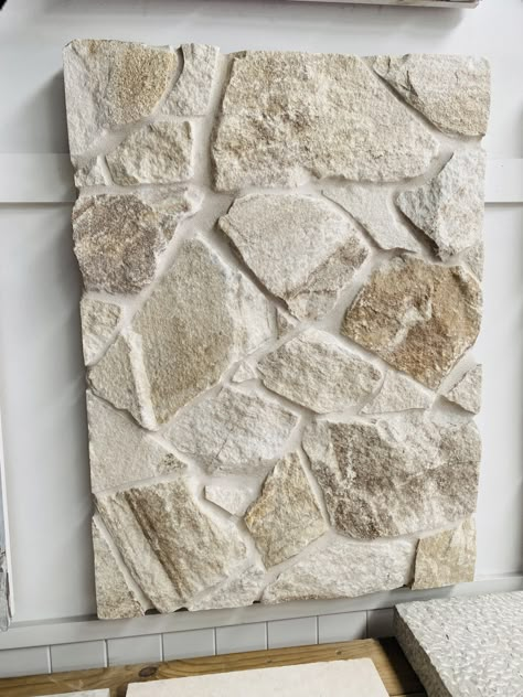 Stone Backsplash Kitchen, White Tile Shower, Faux Stone Walls, Stone Walls Interior, Farmhouse Tile Shower Ideas, Farmhouse Tile Shower, Stone Accent Walls, Stone Wall Design, Shower Tile Ideas