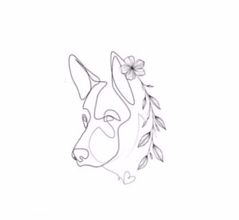 German Shepherd Line Art Tattoo, Dog Tattoos German Shepherd, German Shepherd Small Tattoo, Tiny German Shepherd Tattoo, Geometric German Shepherd Tattoo, Gsd Ear Tattoo, Minimalist German Shepherd Tattoo, Heeler Tattoo Ideas, Dog Memorial Tattoos Outline