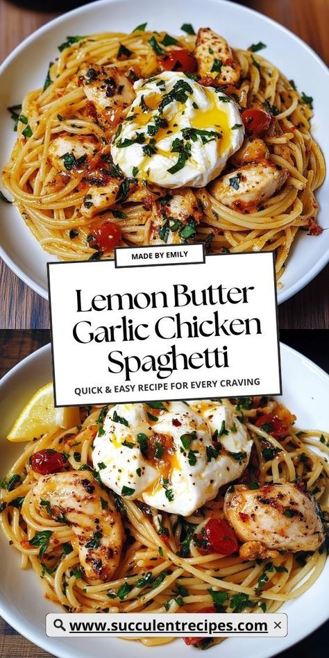 This Chicken Spaghetti with Burrata is coated in a silky lemon butter garlic sauce that elevates the flavors. It’s the perfect pasta to make your Christmas dinner unforgettable. Spaghetti With Burrata, Luxury Meals, Lemon Butter Garlic Sauce, Creamy Lemon Chicken Pasta, Butter Garlic Sauce, Burrata Pasta, Chicken Linguine, Christmas Pasta, Burrata Recipe