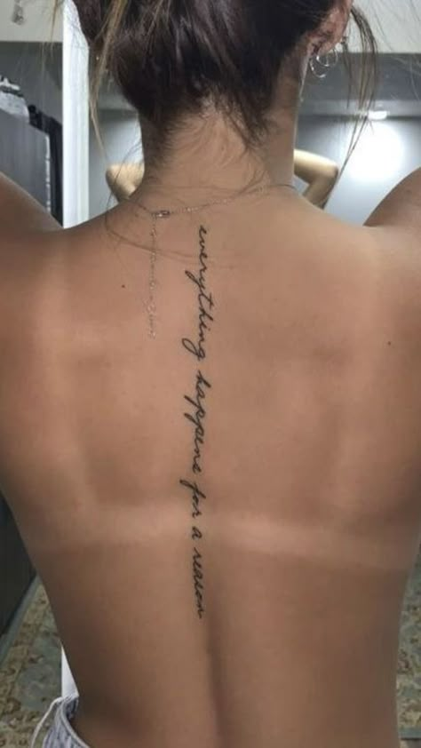 Sculpt elegance along your spine: Spine tattoo ideas. Explore designs that accentuate the beauty of your back with grace and style. Spine Tattoo Quotes, Girl Spine Tattoos, Tato Minimal, Girl Back Tattoos, Spine Tattoos For Women, Inspiration Tattoos, Cat Tattoos, Stylist Tattoos, Tiny Tattoo