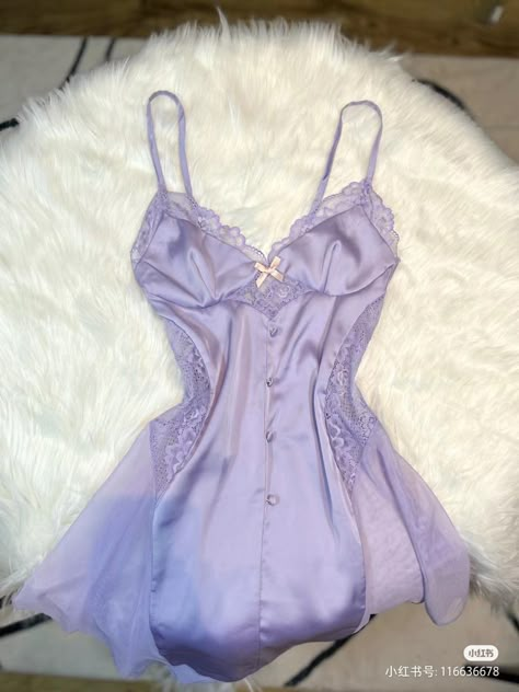 Annika Volkov, Lingerie Aesthetic, Coquette Lingerie, Purple Lingerie, Sleepwear Fashion, Cute Sleepwear, Dr Wardrobe, Korean Fashion Dress, Cute Pajamas