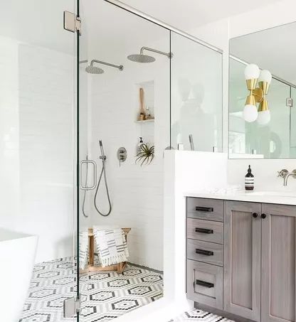 10 Show-Stopping Marble Bathroom Ideas Alcove Shower Remodel, Shower With Corner Bench, Primary Suite Bathroom, Bathroom Favorites, Shower Partition, Primary Bathroom Ideas, Corner Shower Bench, Tile Shower Niche, Marble Shower Tile