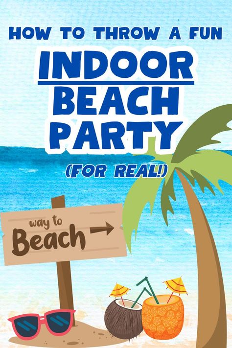 Need a fun at-home party theme or sleepover ideas for kids? Huge list of beach party theme names, indoor beach party games and sleepover activities, DIY indoor beach party decorations and beach party food ideas. These work for indoor beach party kids ideas or fun indoor beach party ideas for adults. Great for indoor beach day for kids! (INCLUDES BACKYARD BEACH PARTY IDEAS TOO!) #beachparty #indoorparty #summerthemes #sleepoverparty #partiesathome Beach Party Foods, Beach Party Ideas For Adults, Beach Party Ideas For Kids, Beach Party For Kids, Beach Party Food Ideas, Kids Sleepover Party, Sleepover Ideas For Kids, Activities For Parties, Indoor Beach Party