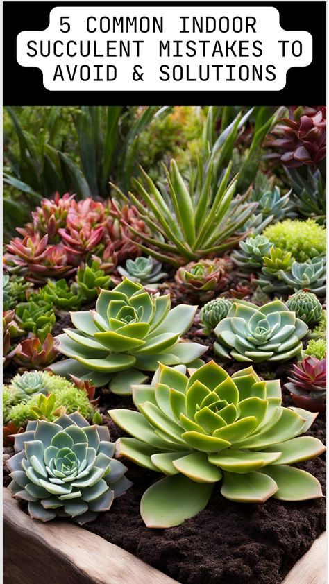 A visually engaging infographic highlighting the most common mistakes made with indoor succulents, including incorrect watering methods, underwatering, and inadequate lighting conditions. The image features various succulent plants in different settings, illustrating potential issues like poor container choices and plant grouping decisions. Key solutions and tips for vibrant, healthy succulents are presented, serving as a guide for indoor gardeners to improve their care routine and avoid common Succulent Planting Ideas Indoor, Succulent Fairy Garden Ideas Indoor, How To Revive Succulents, Indoor Succulent Arrangements, Succulents Arrangements Indoor, Succulent House Plants, Succulent Garden Design Indoor, Succulent Grow Light Set Up, Succulent Display Ideas Indoor